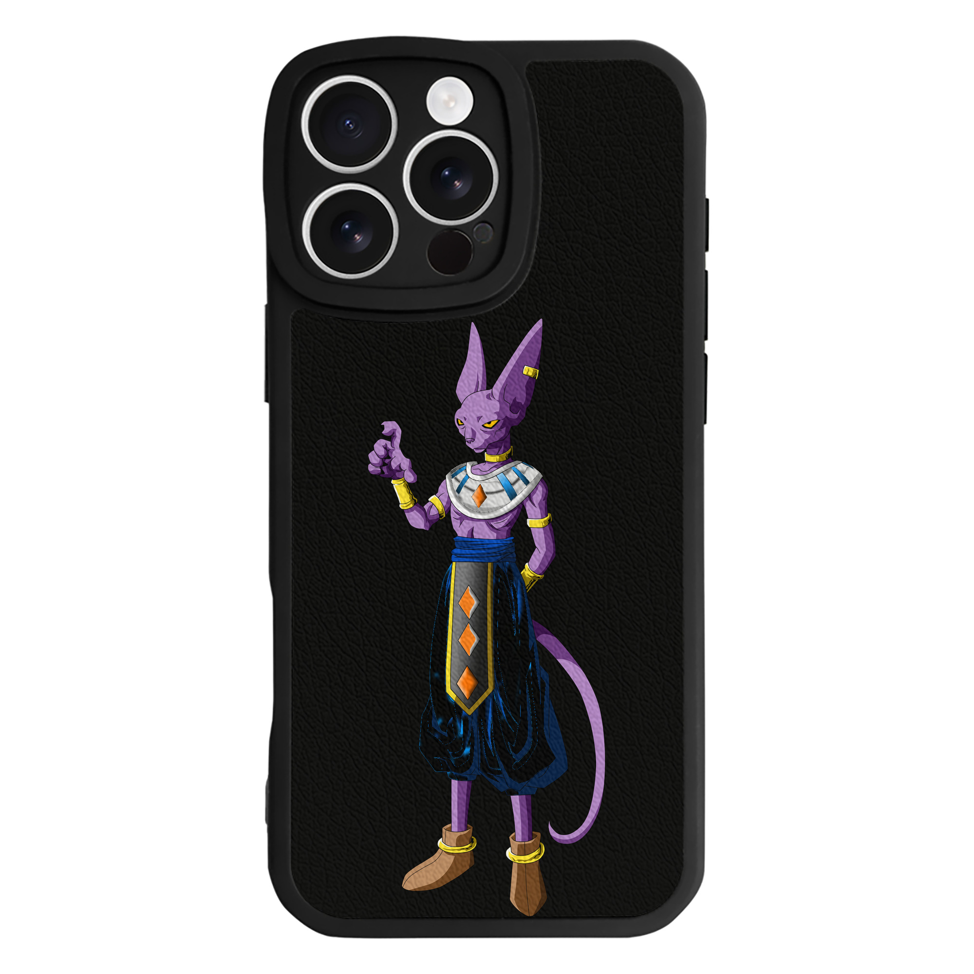 （画像用） ドラゴンボール ビルス 破壊神ビルス DRAGON BALL Beerus Birusu 【iPhone 16シリーズ対応】シリコンスマホケース（レザー調） 材質：シリコン